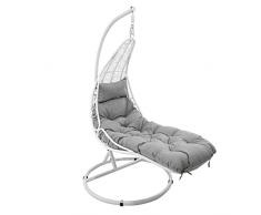 Stilé Collection Poltrona SOSPESA in Alluminio E HULARO Amaca Cuscino per Giardino e Veranda (Bianco)