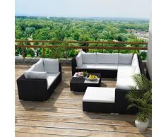 Tidyard Set Divani da Giardino 32 pz in Polirattan,Divano da Soggiorno,Salotto e Ufficio Stile Classico Nero