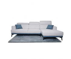 Mendler Divano angolare a L 3 posti HWC-G44 Tessuto Grigio Chiaro penisola a Sinistra con Tappeto