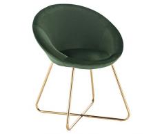 WOLTU Poltrona in Velluto Moderna Sedia Con Schienale Braccioli per Cucina Soggiorno, Verde Scuro BH217dgn-1