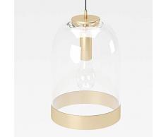 Lampada a sospensione PLAYBOY con paralume in vetro trasparente e bordo dorato, 28x28 cm, lampada a sospensione, lampada in betro, design retrò, stile club, lampada per la sala da pranzo