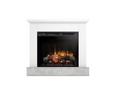 Camino elettrico da terra Yukon. Caminetto elettrico da pavimento a LED - Optiflame. Riscaldamento elettrico 1400W. Effetto fiamma 3D. Ttelecomando, timer, termostato. Made in EU. Bianco e cemento