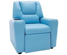 vidaXL Poltrona Reclinabile per Bambini in Similpelle Blu