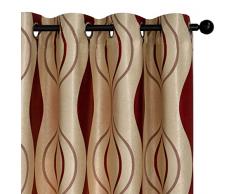GIRASOLE HOME® Coppia Tende Jacquard Semi Oscuranti Motivo Ondulato Tenda Morbida Termica Isolante per Soggiorno Camera e Interni 2 Pannelli con Occhielli (Oro-Rosso, 140x275cm)