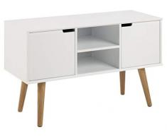 AC Design Furniture 60639 Credenza Mariela, Ante 2 Pezzi, Piano 1 Pezzo di Legno, Bianco, 96 x 38 x 62,5 cm