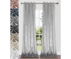 Coppia di tende in velluto riccio, con occhielli, tenda, non foderate, 2 pannelli, 140 x 260cm Argento, grigio chiaro