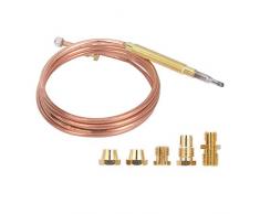 NIKOU Termocoppie Stufa a Gas Kit di Ricambio Universale per termocoppia Camino Adattatori 5 Pezzi Include Termocoppia e Dadi Adattatori Compatibili con Forni, Caminetti e Stufe.