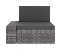 Goliraya Divano Modulare da Giardino per Esterno Bracciolo Destro in Polyrattan Nero/Grigio,Poltrona da Giardino per Esterno in Rattan 78,5 x 65,5 x 52 cm