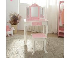 Teamson Kids Tavolo da Toeletta per Ragazze e Sgabello, TD-11670K