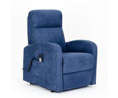 POLTRONE ITALIA - Chanel2 detraibile 19% Poltrona meccanica VERTICAL 2 motori alzapersona elettrica elevabile reclinabile relax letto - scegli accessori - Blu microfibra