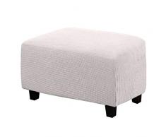 JHLD Elasticizzato Fodera per Pouf Rettangolare Copertura DellOttomano, Spandex A Quadri Jacquard Tessuto con Fondo Elastico Lavabile per Decorazione del Soggiorno-Bianca-XL