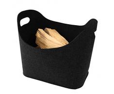 Kamino-Flam 339503 Borsa Portalegna da Interno con Manici per Trasporto, Nero, 39x22x39 cm