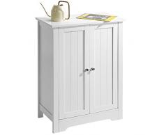 BAKAJI Mobiletto Armadietto per Bagno 2 Ante con 3 Ripiani Interni Mobile Armadio in Legno MDF Colore Bianco Dimensione 60 x 30 x 80 cm