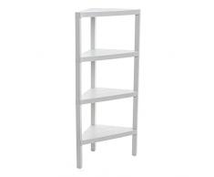 TATAY Mensola Angolare Lombok, 4 Altezze, Polipropilene, Senza BPA, Finitura Effetto Legno, Tamponi Antiscivolo, Max 10 kg per Ripiano, Facile Assemblaggio, Misure 33 x 33 x 100 cm, Bianco