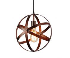 Lampadario vintage,Edison Lampadari industriale Plafoniera,Gabbia in Metallo Lampada a sospensione Per la cucina,Sala da pranzo,Soggiorno,Soffitto,Corridoio,diametro 30cm,Adatto E27,Nero,Regolabile