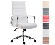 CLP Sedia Ufficio Girevole Kolumbus In Similpelle I Sedia Scrivania Alto Schienale I Sedia Studio Regolabile, Colore:bianco
