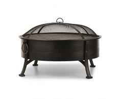 Blumfeldt Braciere 2-in-1 da Giardino e Grill, con Attizzatoio e Parascintille, da Esterno Legna, Diametro 80 cm, Vintage, Acciaio Inox, Stile: Catania, Nero