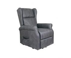 Poltrona Relax Bergere Arlette 2 Motori in Econabuk grigio, funzione Reclinabile e Alzapersona, design moderno per Soggiorni o Living Contemporanei