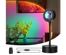 Wonantorna Sunset Lamp, Sunset Projection Lamp, 360° Lampada Proiettore Tramonto Arcobaleno LED USB Luce Notturna, Lampada per Camera da Letto, Soggiorno, Decorazione, Fotografia – Arcobaleno
