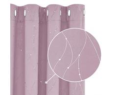 Deconovo Tende per Interni Oscuranti, Tende con Anelli per Salotto Moderne Stampa Fili e Cerchi, 140x260 CM (Larghezza x Altezza), Rosa Chiaro, 2 Pannelli
