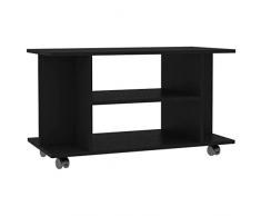 vidaXL Mobile TV con Ruote e Scomparti Aperti Robusto Elegante Armadietto Basso Multimediale Credenza Nero 80x40x40 cm in Truciolato