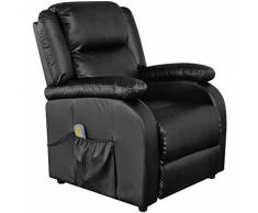 Tidyard Poltrona Massaggiante Relax Reclinabile con Poggiapiedi in Ecopelle Nero,Poltrona da TV,Poltrona Rclinabile,Poltrona da Salotto,Poltrona in Ecopelle,Poltrona Relax,Poltrona Elettrica
