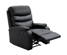 homcom Poltrona Relax Reclinabile con Poggiapiedi Ecopelle 82 × 97 × 100cm Nero