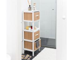 Relaxdays Bianco bagno rack con scatole, come scaffale da cucina, soggiorno stoccaggio o libreria, AxLxP: 104.5 x 35.5 x 30.5 cm