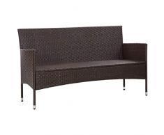 Tidyard Divano da Giardino a 3 Posti con Cuscini Marrone in Polyrattan, Divani da Giardino, Mobili da Giardino 155 x 58 x 81 cm