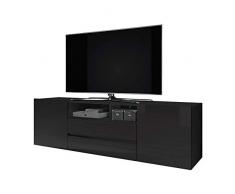 Selsey BROS - Mobile TV con Scomparti/Porta TV Stile Moderno/Tavolino TV con Scomparti/ (Nero)