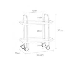 Tcbz Carrello di Servizio in Legno Scaffalature per Tutti Gli Usi, unità di stoccaggio in plastica a 2 Livelli, Robusto Carrello di rotolamento, Adatto per Cucina, casa, Ufficio 4 Colori,Blu