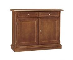 Mar.c.a. Design - Credenza Soggiorno, Legno di Pioppo Noce Scuro, Credenza Arte Povera Made in Italy, Mobile Soggiorno con 2 Porte - Misura 105X42X85h