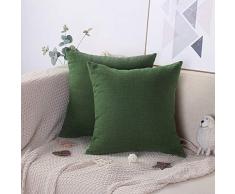 Artscope Confezione da 2 Federe Decorativo Cuscini per Divani Poliestere Biancheria Gettare Tinta Unita Caso Federa per Cuscino Divano Letto Auto 45 x 45 cm (Verde Scuro)