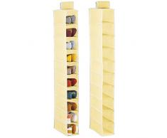 mDesign Set da 2 Portascarpe da Appendere – Pratica scarpiera e Organizer Armadio con 10 Scomparti – Funzionale scaffale per Scarpe, Vestiti e Accessori – Giallo Chiaro/Bianco
