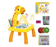 Traccia e disegna proiettore giocattolo, proiettore darte, tavolo da disegno per bambini tavolo da proiettore, tavolo da disegno per pittura Proiettore Ragazze dai 3 anni in su (Giraffa Gialla)