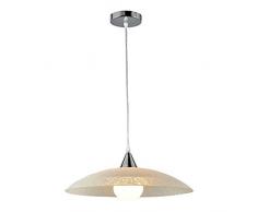 ONLI 4097/SM-Lampada a Sospensione, Vetro Bianco Satinato e Montatura in Metallo Cromato, Cavo Trasparente