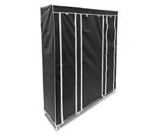 Relaxdays 10018857-46 Armadio Pieghevole, Tessuto, con Barra Porta Abiti, 12 Ripiani Totali, Ideale Come Guardaroba, 46 X 148 X 175 cm, Nero