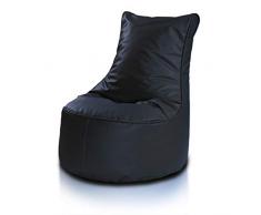 Bepouf - Poltrona a Sacco con Schienale Alto in Ecopelle con Imbottitura in Palline di Polistirolo, Poltrona a Sacco adatta per Camera e Salotto - Dimensione Grande 85x80, Colore Nero