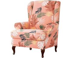 SINKITA Jacquard Fodera per Sedia Wingback,Poliestere Decorativo Fodera per Sedia A Orecchioni Universale Sedia Poltrona Elastico Divano Protector Mobili Copridivano-Arancia-2 Pezzo