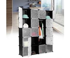 Armadio Mobiletto Modulare Cubo Quadrato Guardaroba Scaffale Cubi Nero con 20 scomparti