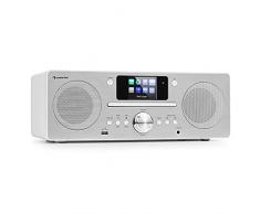 auna Harvard IR - Stereo CD da Casa, Radio FM, Wi-Fi e DAB+, Stereo con Lettore CD, Spotify Connect, Bluetooth, Display HCC da 2,4, App UNDOK, Porta USB, Bianco