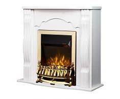 Camino Elettrico da Pavimento 88,3x95x30 cm Effetto Fiamma 2000W Classic & Galileo Gold