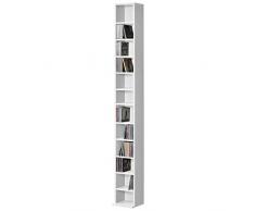 [en.casa] Scaffalatura per CD 175 x 20 x 20 cm Sistema di archiviazione per Dvd Libreria 12 Mensole Bianco