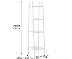 GOTOTOP Scaffale a Scala mensola 4 Ripiani,Mensola Libreria Scaletta Organzier Scala Scaffale in Legno,Vintage Cucina Camera Corridoio (35 * 35 * 148cm, Bianco)