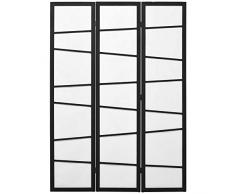 HOMCOM Separè a 3 pannelli, Paravento in Legno Pieghevole per Interni, 120x170cm, Nero e Bianco