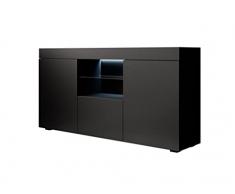 MB Muebles Bonitos | Madia Soggiorno Mobile TV Credenza Stile Moderno Sefora | Larghezza 135 x Altezza 73 x Profondità 34 cm | Mobile in Melamina Opaco con luce a LED | Colore Nero