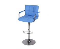 Gcxjbd Sgabello Girevole Sgabelli for Cucina Moderni con Poggiapiedi Pelle Sgabelli Bar 360° Orientabile Poltroncina Salotto con Braccioli (Color : Blue)