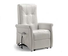 Orthomatic® - Poltrona Relax 2 Motori Elevabile Modello Viola Motorizzata, Seduta in Memory-Foam, Tessuto Ecopelle. Poltrona per Anziani. Reclinabile. Iva 4% (Bianco)