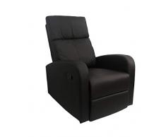 Totò Piccinni Poltrona Relax Reclinabile con Poggiapiedi Imbottita Confortevole (Manuale, Ecopelle Testa di Moro)