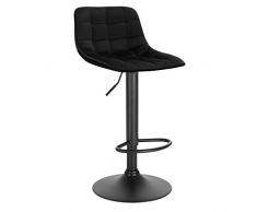 WOLTU Sgabello Cucina Moderno Sgabello da Bar Girevole con Poggiapiedi, in Velluto Nero BH273sz-1